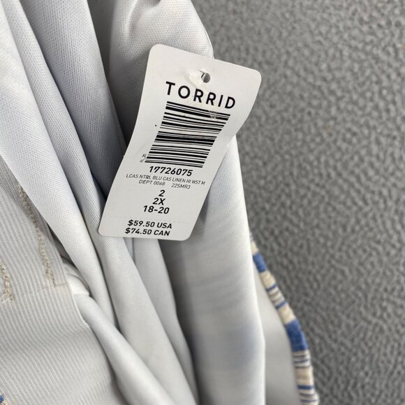 Torrid Skirt Womens 2 US 18 Plus Ivory Blue Striped Linen Pull On Above Knee NWT - Picture 6 of 11